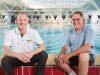 Riverton masters swim club president Damien Eyre and treasurer Graeme Pow encouraged people to get into swimming during the warmer months. Photograph — Matt Devlin.