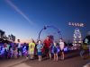 The Bailey’s grandchildren including 18-month-old Havana, eight-week-old Jordan, Emily, 9, Ella Jane, 5, Sophie, 2, Dylan, 11, and Noah, 7, enjoy the lights. Photograph – Matt Devlin.