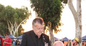 Vietnam veteran and Serpentine Jarrahdale RSL president Ric Giblett was instrumental to the creation of Anzac Memorial Park in the Glades, Byford. He is pictured here at the park’s opening in April 2015 with RSL state president Graham Edwards, also a Vietnam veteran. Photograph — Robyn Molloy.