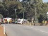 A truck carrying pigs crashed on Karnup Road, west of Rapids Road, in Serpentine this morning. Photograph - Hamish Hastie.